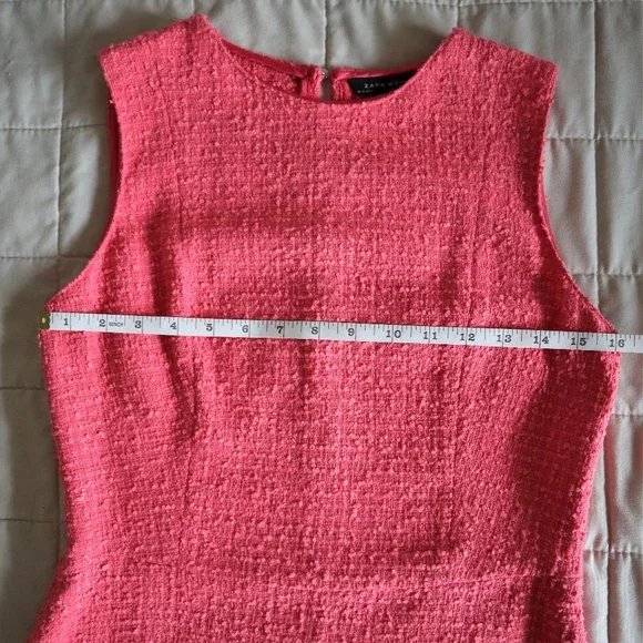 Coral Zara Textured Sleeveless Fit and Flare Dress - Picture 3 of 9